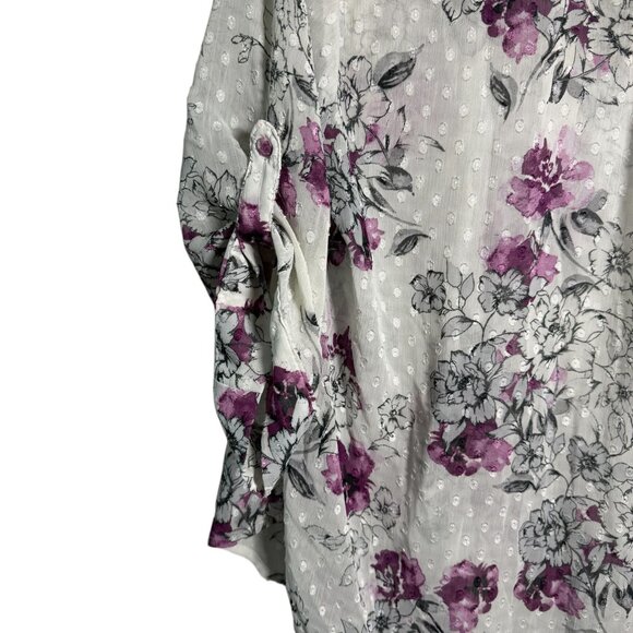 Torrid Womens Floral Sheer Blouse With 3/4 Sleeves & Polka Dot Detail - Size 2X - Picture 7 of 7